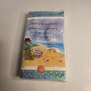 Cape Shore Napkins With Beach Scene 30 Pack 3 Ply Napkins 13 1/8 x 15 3/4 Inches